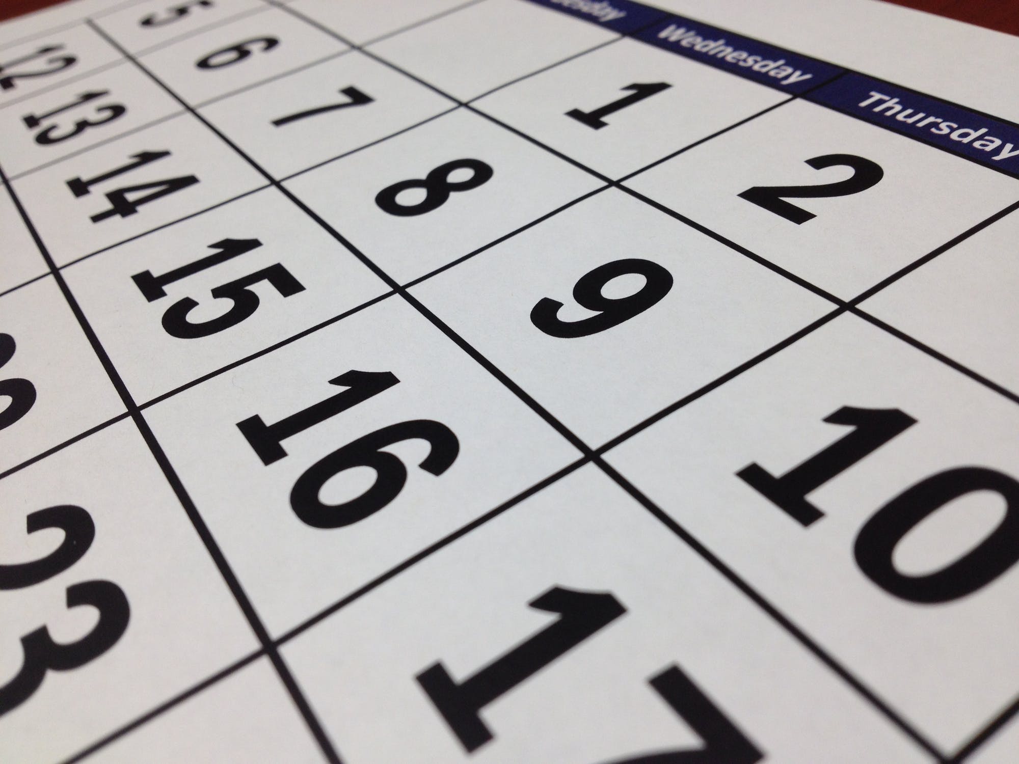 2018 Events Calendar